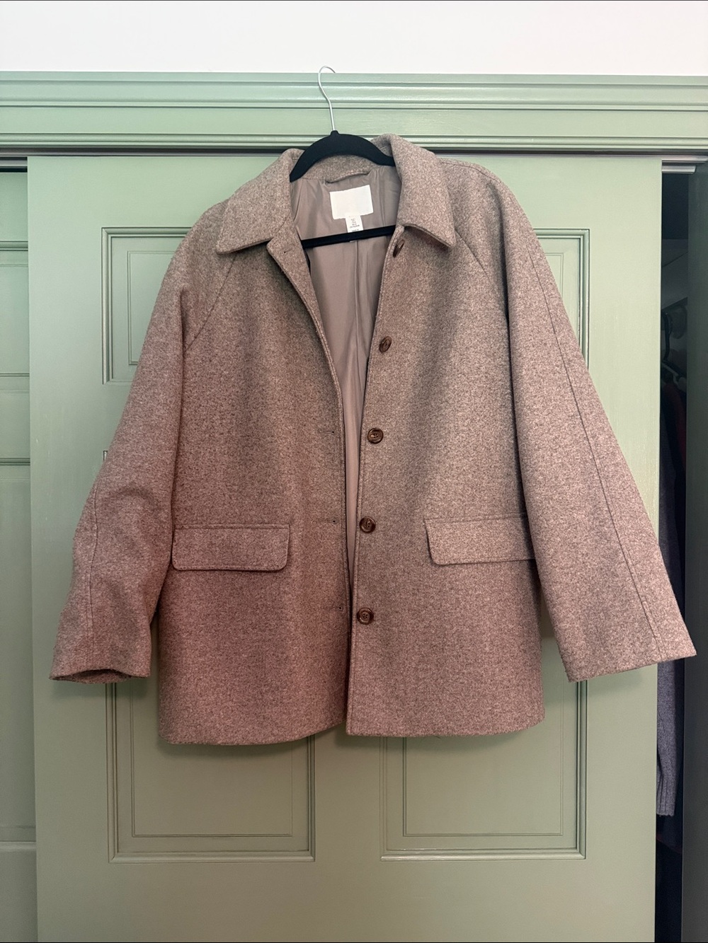 H&M women’s Wool-Blend Pea Coat in Taupe